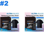 Aarenza Ultra-Black Clothing Blackening Sheets for household cleaning, showing black sheets used to darken clothing fabrics.