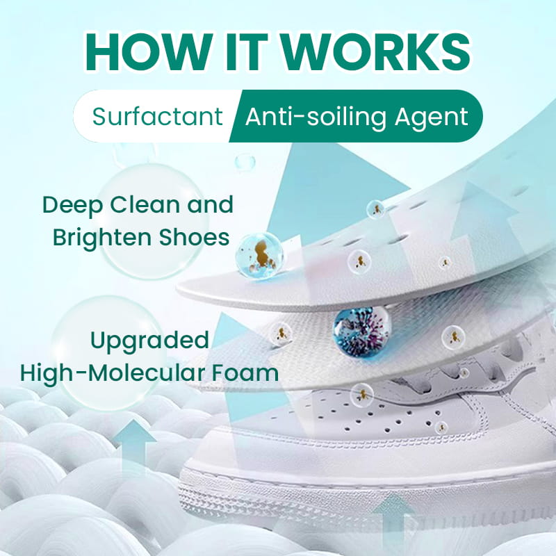 Arenzza multifunctional mild shoes cleaner bottle with cleaning solution, designed for household shoe cleaning, on a white background.