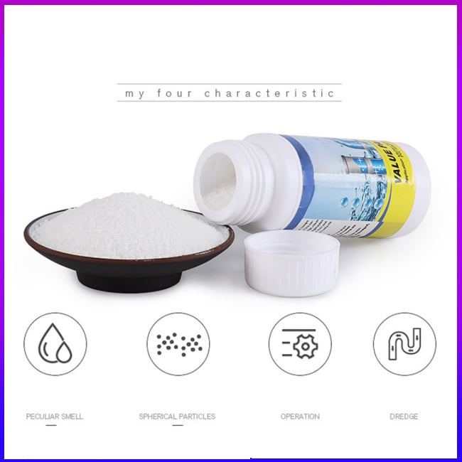 Arenzza sink and drain cleaner bottle, household cleaning product with bright label and nozzle for easy application.