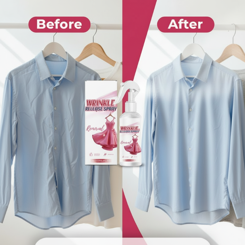 Arenzza Instant Static Guard and Wrinkle Release Spray in a spray bottle, designed for household cleaning and fabric refreshing.