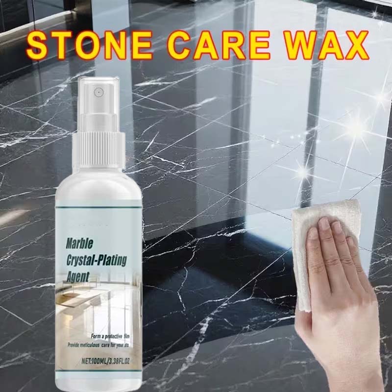 Arenzza marble crystal-plating agent for stone care in a household cleaning bottle, designed for polishing and protecting marble surfaces.