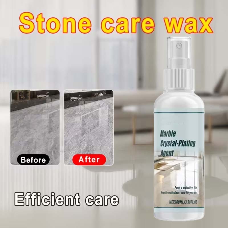 Arenzza marble crystal plating agent for stone care, shown in a bottle, used for household cleaning and stone protection.