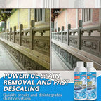 Arenzza Stone Stain Remover Cleaner showing a clean stone surface with rust and stain removal, perfect for household cleaning.