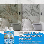 Arenzza stone stain remover cleaner applying to a stained stone surface for oxidation, rust, and stain removal in household cleaning.