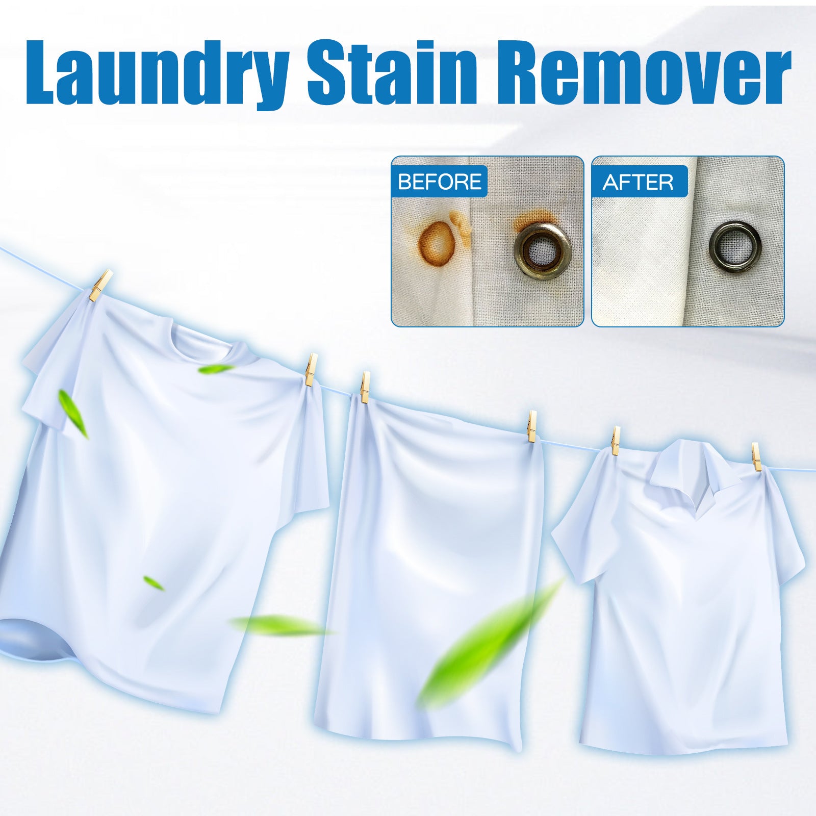Arenzza powerful laundry stain remover spray bottle for household cleaning, shown with a spray nozzle and cleaning label.