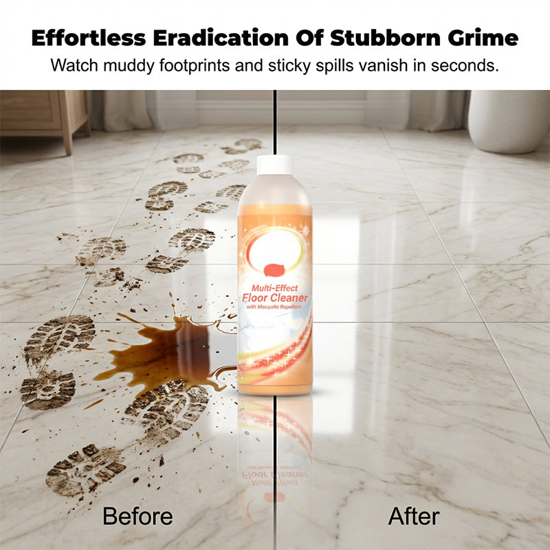 Arenzza multi-effect floor cleaner bottle with mosquito repellent for household cleaning, featuring a clear liquid and product label.