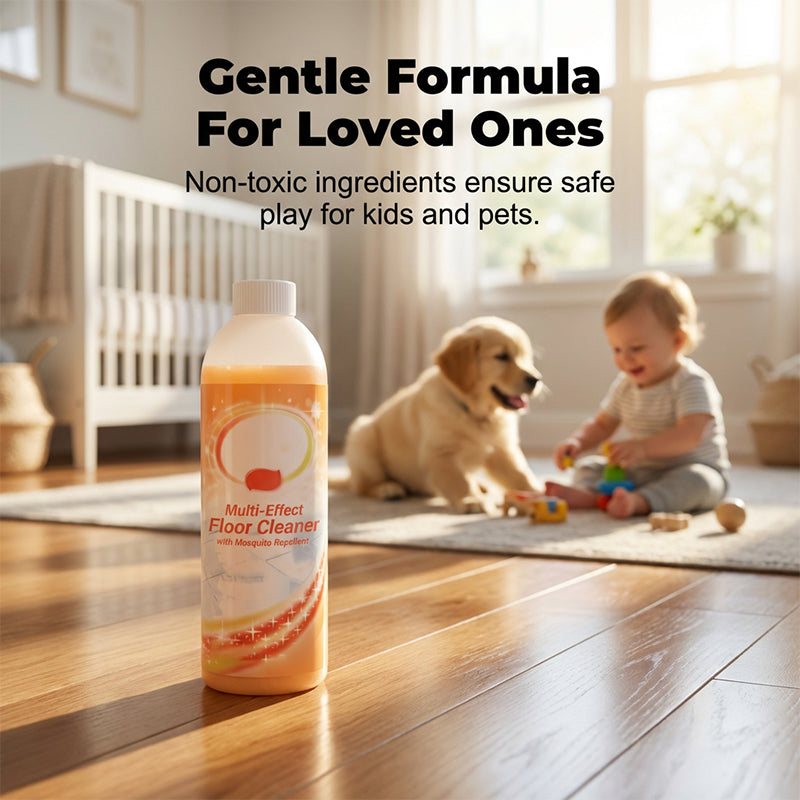 Arenzza multi-effect floor cleaner with mosquito repellent in a spray bottle, suitable for household cleaning and mosquito prevention.