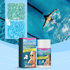 Arenzza pool cleaning tablets dissolving in water to keep pool water clear, suitable for household pool maintenance.