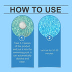 Arenzza pool cleaning tablets dissolving in water, designed for household use to keep pool water crystal clear and clean.