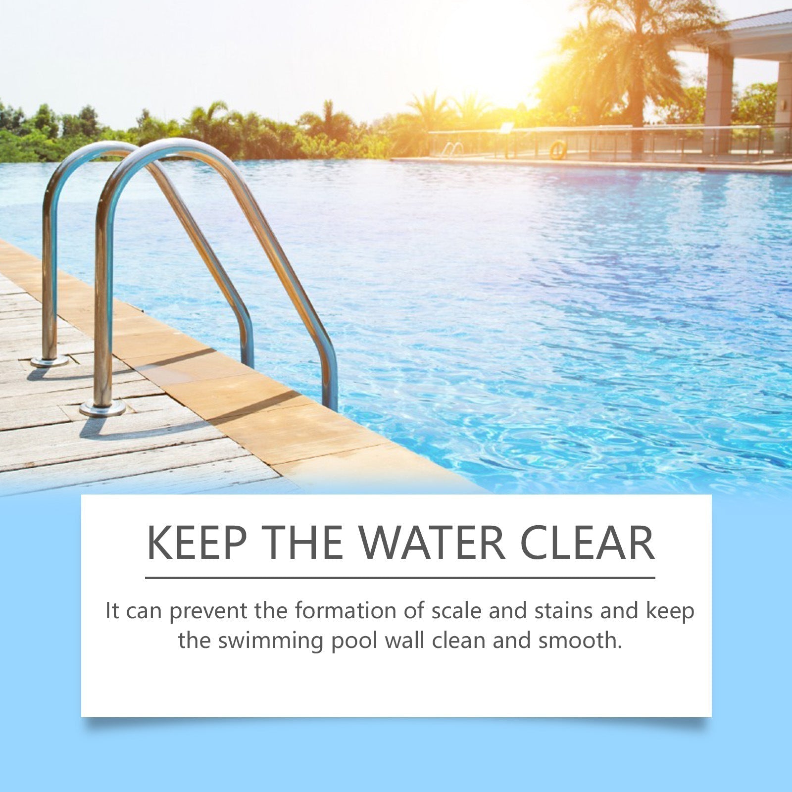 Arenzza pool cleaning tablets dissolving in water to keep swimming pools crystal clear and clean.