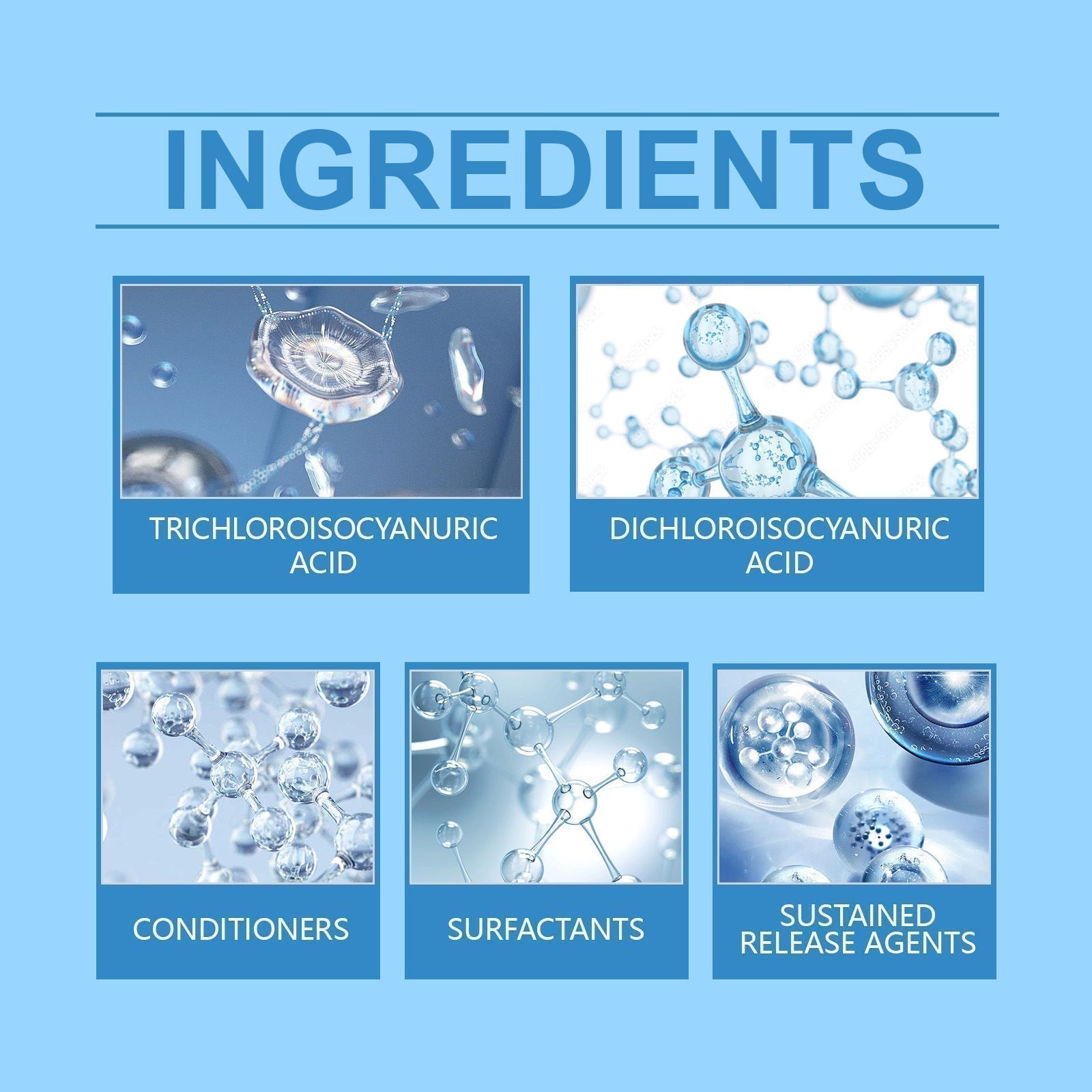 Arenzza pool cleaning tablets dissolving in water to keep pools crystal clear, featuring a container with tablets and water splash.