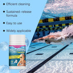 Arenzza pool cleaning tablets dissolving in a pool, ensuring crystal clear water with household cleaning solutions.