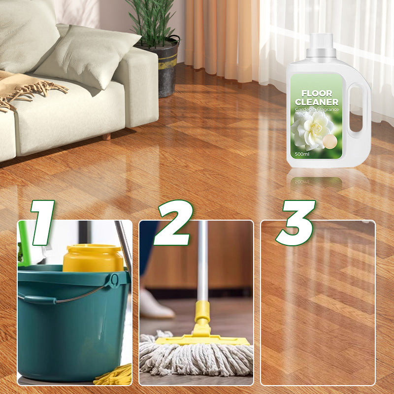 Arenzza quick-drying floor cleaner with gardenia fragrance in a spray bottle, ready for cleaning and freshening floors.