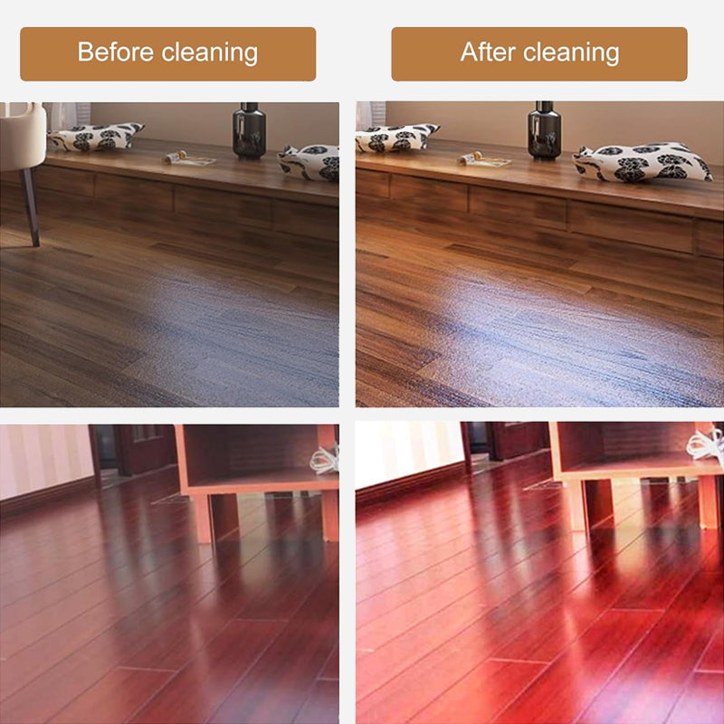 Arenzza ScratchErase Beeswax Wood Floor Spray bottle with a clean wood floor surface, showcasing its cleaning and restoring benefits.