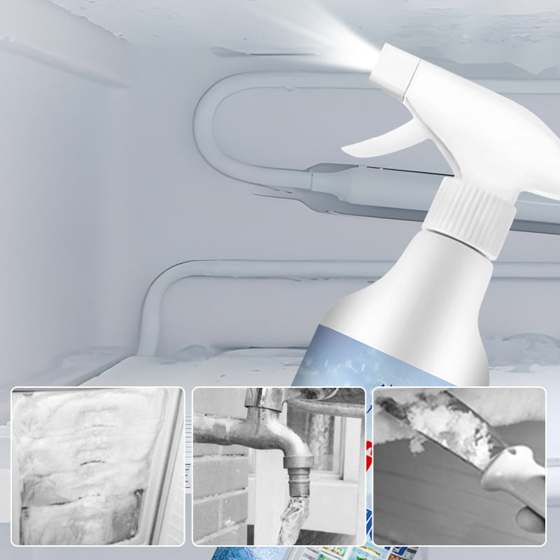 Arenzza defrosting spray for fridge freezer with a free spatula, household cleaning product shown in the image.