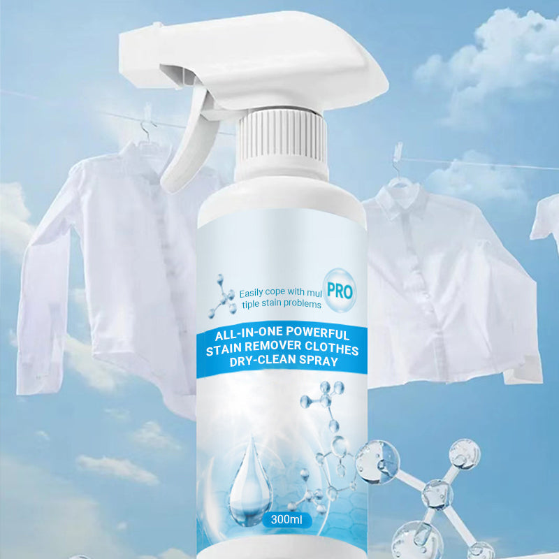Arenzza non-ionic stain remover for laundry, featuring a clear bottle with a white and blue label, on a clean laundry surface.
