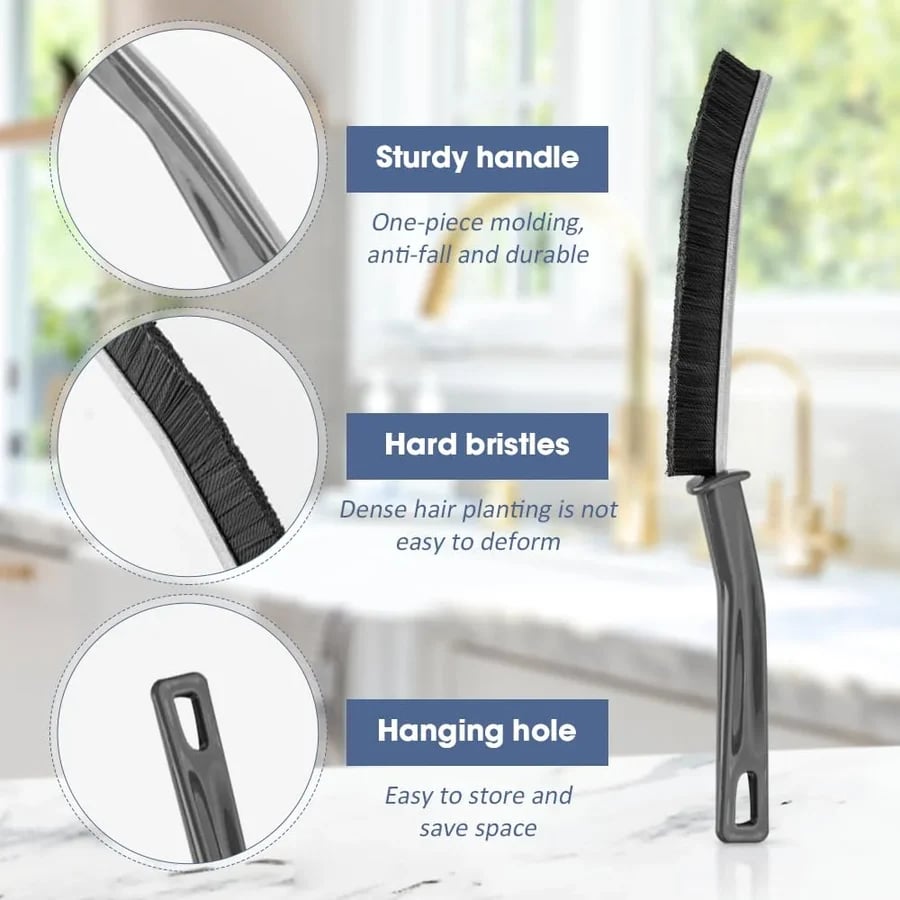 Arenzza household cleaning gap brush with hard bristles, shown in a close-up view for effective dirt and debris removal.