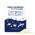 Arenzza Crystal Clear Water Clarifier for ponds and aquariums, showing a clean, clear water image with fish and shrimp.