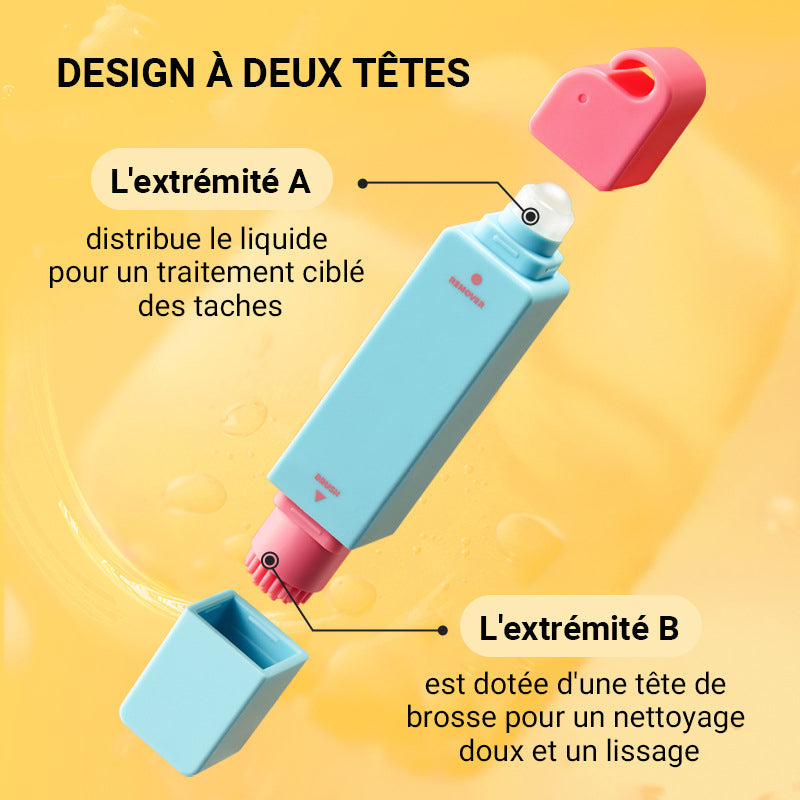 Arenzza portable instant stain remover pen for household cleaning, shown with the pen and cleaning tip on a fabric surface.