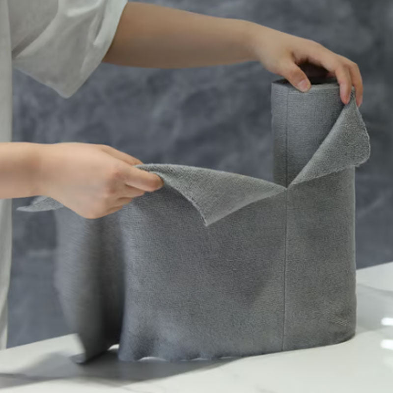 Arenzza reusable tear away cleaning towel roll for household cleaning, showing multiple absorbent towel sheets on a roll.