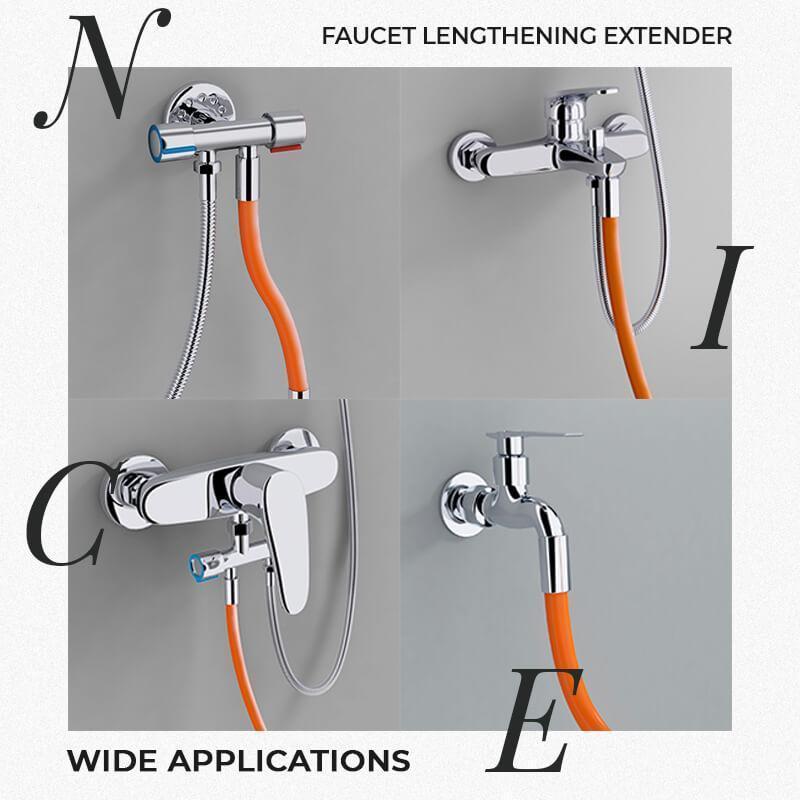 Aarenza universal foam extension tube for household cleaning, shown attached to a cleaning tool for enhanced reach and foam application.