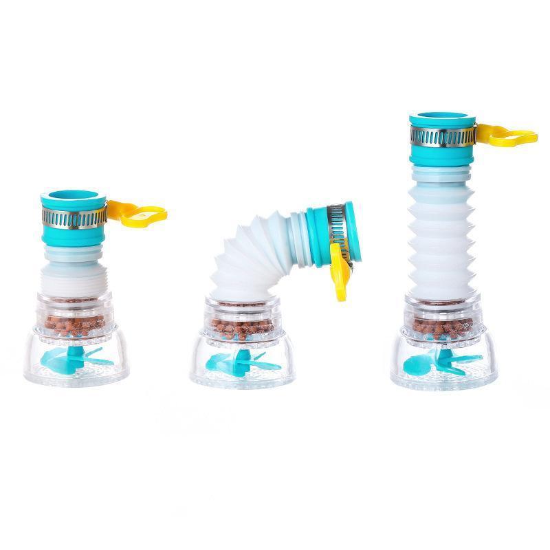 Aarenzza faucet booster filter attached to a kitchen sink faucet for household water filtration.