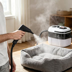 Aarenzza adjustable high-pressure steam cleaner for household cleaning, with a handheld design and steam nozzle in use.