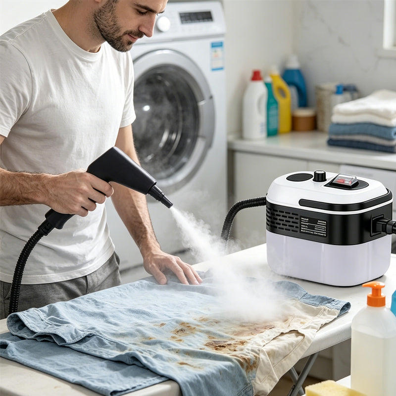 Arenzza adjustable high-pressure steam cleaner for household cleaning, with a flexible hose and control panel visible in the image.