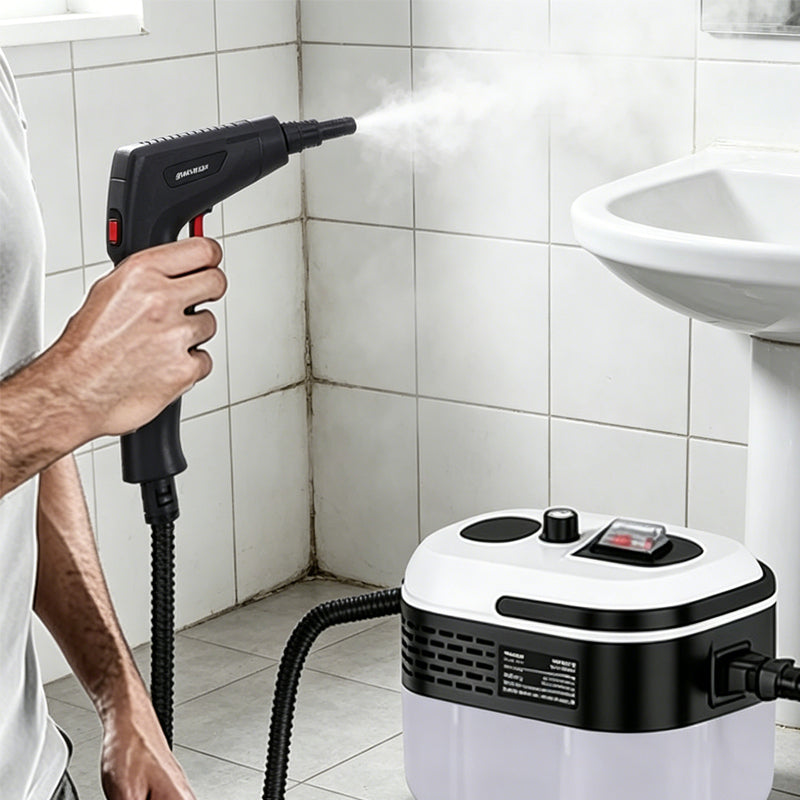 Arenzza adjustable high-pressure steam cleaner for household cleaning, showing the handheld device with steam nozzle and control handle.