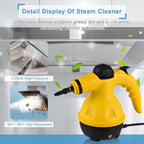 Aarenza multi-purpose steam cleaner set for household cleaning, showing a steam cleaner with attachments ready for use.