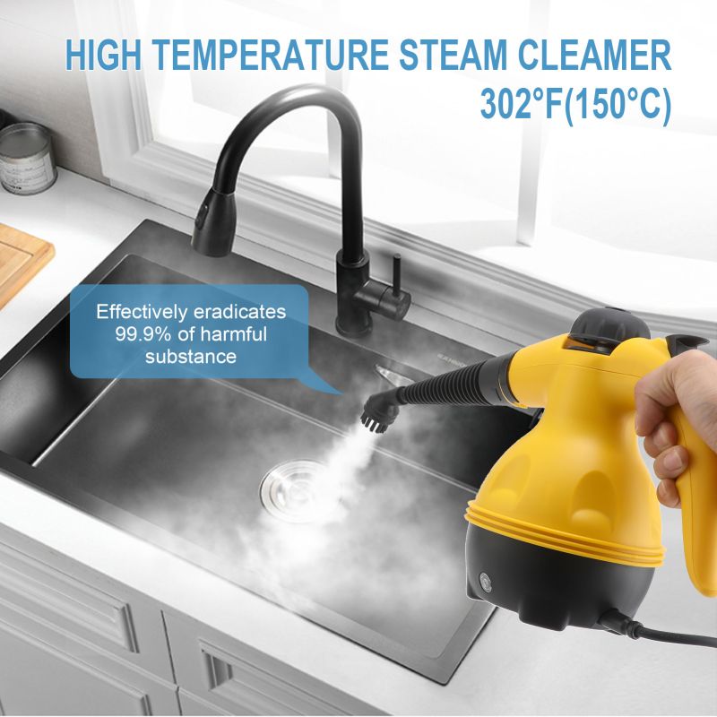 Arenzza multi-purpose steam cleaner set for household cleaning, with various attachments and a compact design