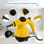 Arenzza multi-purpose steam cleaner set for household cleaning, with various attachments and a handheld steam wand on a clean surface.