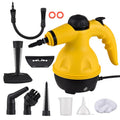 Arenzza multi-purpose steam cleaner set for household cleaning, featuring various attachments and a steaming unit on a clean surface.