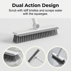 Arenzza 2-in-1 grout and corner scrubber brush with squeegee for household cleaning, featuring a sturdy handle and versatile cleaning head.