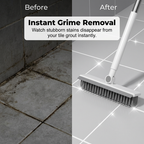 Arenzza 2-in-1 grout and corner scrubber brush with squeegee for household cleaning, featuring a handle and cleaning head.