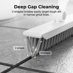 Arenzza 2-in-1 grout and corner scrubber brush with squeegee for household cleaning, featuring a durable handle and versatile cleaning head.