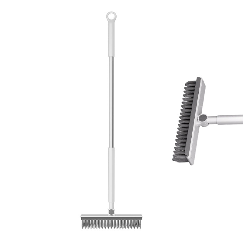 Arenzza 2-in-1 grout and corner scrubber brush with squeegee for household cleaning, shown with handle and cleaning head.