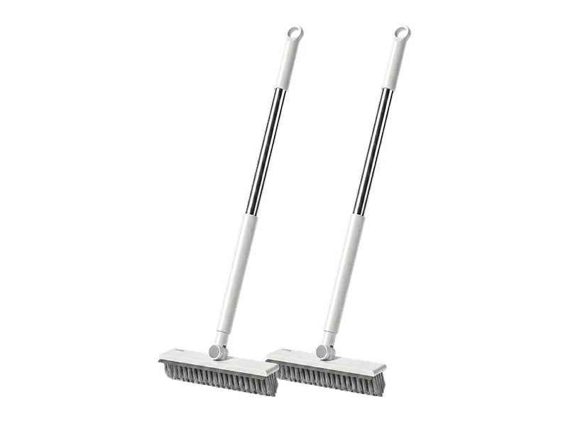Arenzza 2-in-1 grout and corner scrubber brush with squeegee for household cleaning, featuring a durable handle and versatile cleaning head.