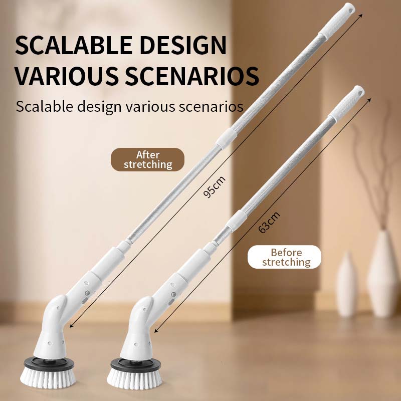 Arenzza electric multi-purpose power scrub brush set for household cleaning, featuring various brush heads for versatile cleaning tasks.
