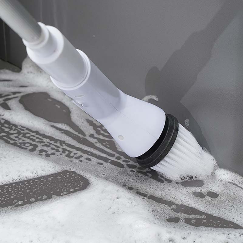 Arenzza electric multi-purpose power scrub brush set with various brush heads for household cleaning tasks.