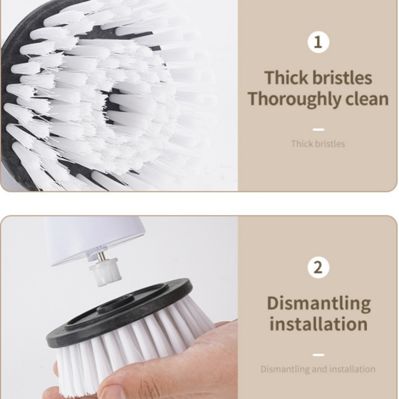 Arenzza electric multi-purpose power scrub brush set with various cleaning brush heads for household scrubbing tasks.