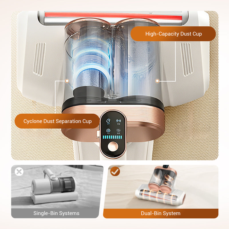 Arenzza mattress vacuum cleaner for dust mite removal, handheld household cleaning device with attachments for mattress hygiene.
