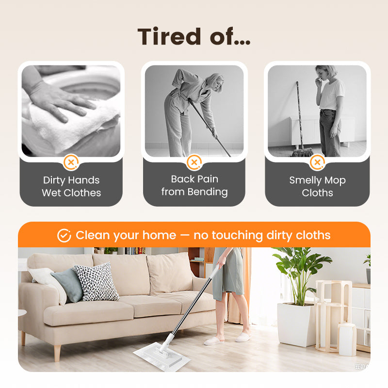 Arenzza multi-surface sweeper mop for household cleaning, showing its lightweight design and versatile cleaning head on a tiled floor.