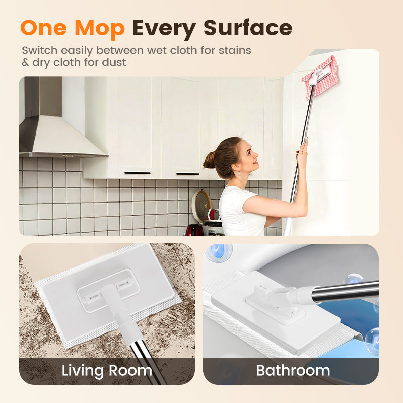 Arenzza Multi-Surface Sweeper Mop for household cleaning, showing a lightweight mop with a wide cleaning head on a tiled floor
