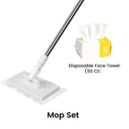 Arenzza Multi-Surface Sweeper Mop for household cleaning, showing a lightweight mop with a swiveling head and cleaning pad.