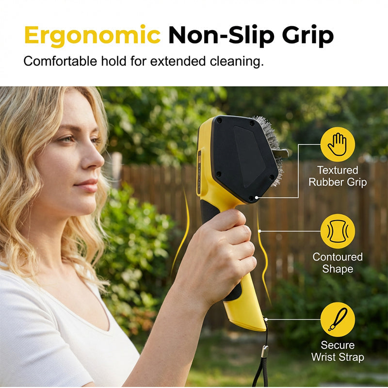 Arenzza electric BBQ grill cleaning brush with sturdy bristles for household grill maintenance, designed for easy cleaning.