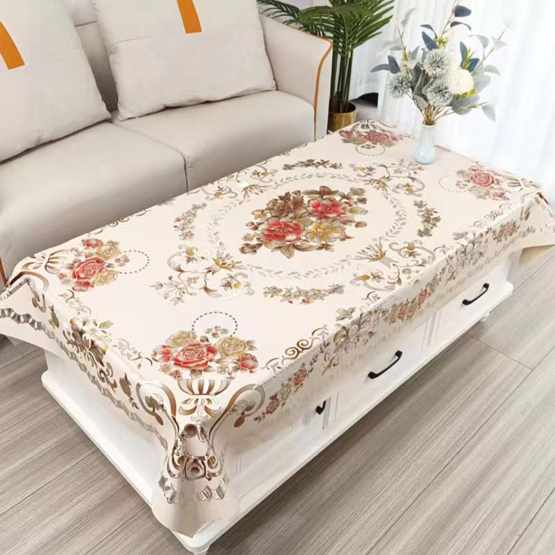 Arenzza waterproof floral tablecloth with stain-proof, easy-clean design displayed on a dining table. Perfect for kitchen and houseware use.