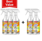 Arenzza multifunctional kitchen foam cleaner spray with a white and green bottle on a kitchen countertop.