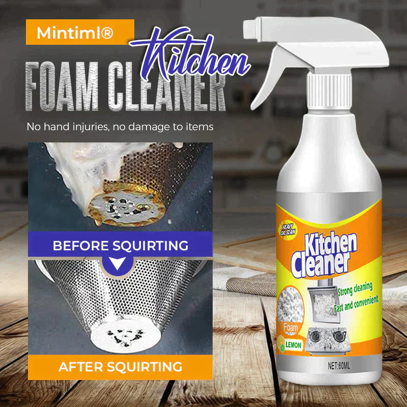 Arenzza multifunctional kitchen foam cleaner in a spray bottle, designed for cleaning kitchen surfaces and appliances.