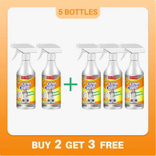 Arenzza multifunctional kitchen foam cleaner bottle for houseware and kitchen cleaning, with a spray nozzle and green label.